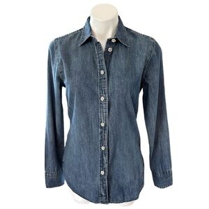 J. Crew Slim-fit Chambray Shirt With Jewel Buttons Size 2